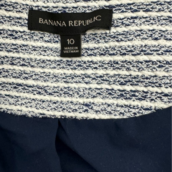 Banana Republic Navy and White tweed Blazer Size 10 - Picture 5 of 7